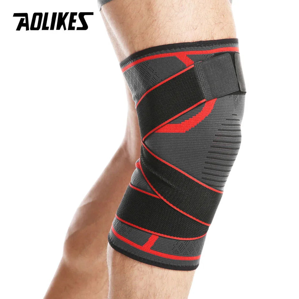 AOLIKES 1PCS Sports Kneepad Men Pressurized Elastic Bandage Knee Pads Support Fitness Gear Basketball Volleyball Brace Protector