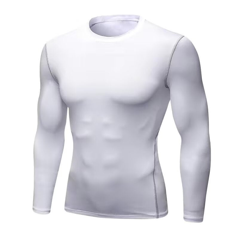 2024 Quick-drying tights men's long-sleeved running training fitness equipment autumn and winter bottoming elastic sports