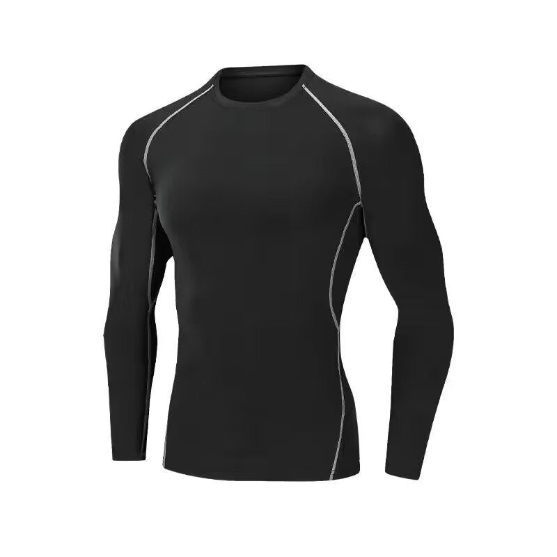 2024 Quick-drying tights men's long-sleeved running training fitness equipment autumn and winter bottoming elastic sports