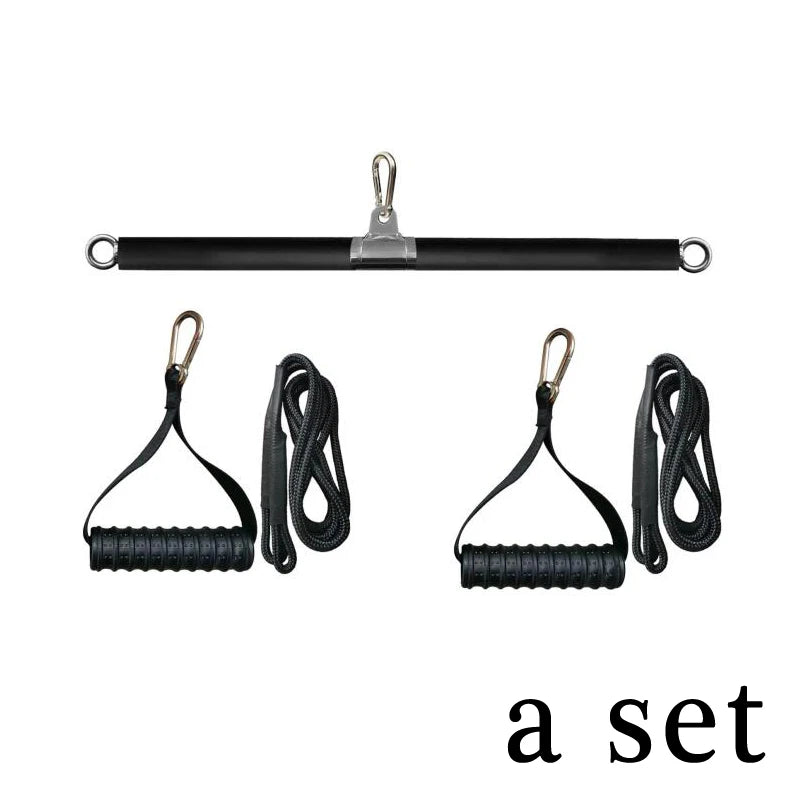 Rotating Straight Bar Cable Gym Fitness Equipment for Biceps Triceps Back Blasting Home Rowing Training with LAT Pull down Rope