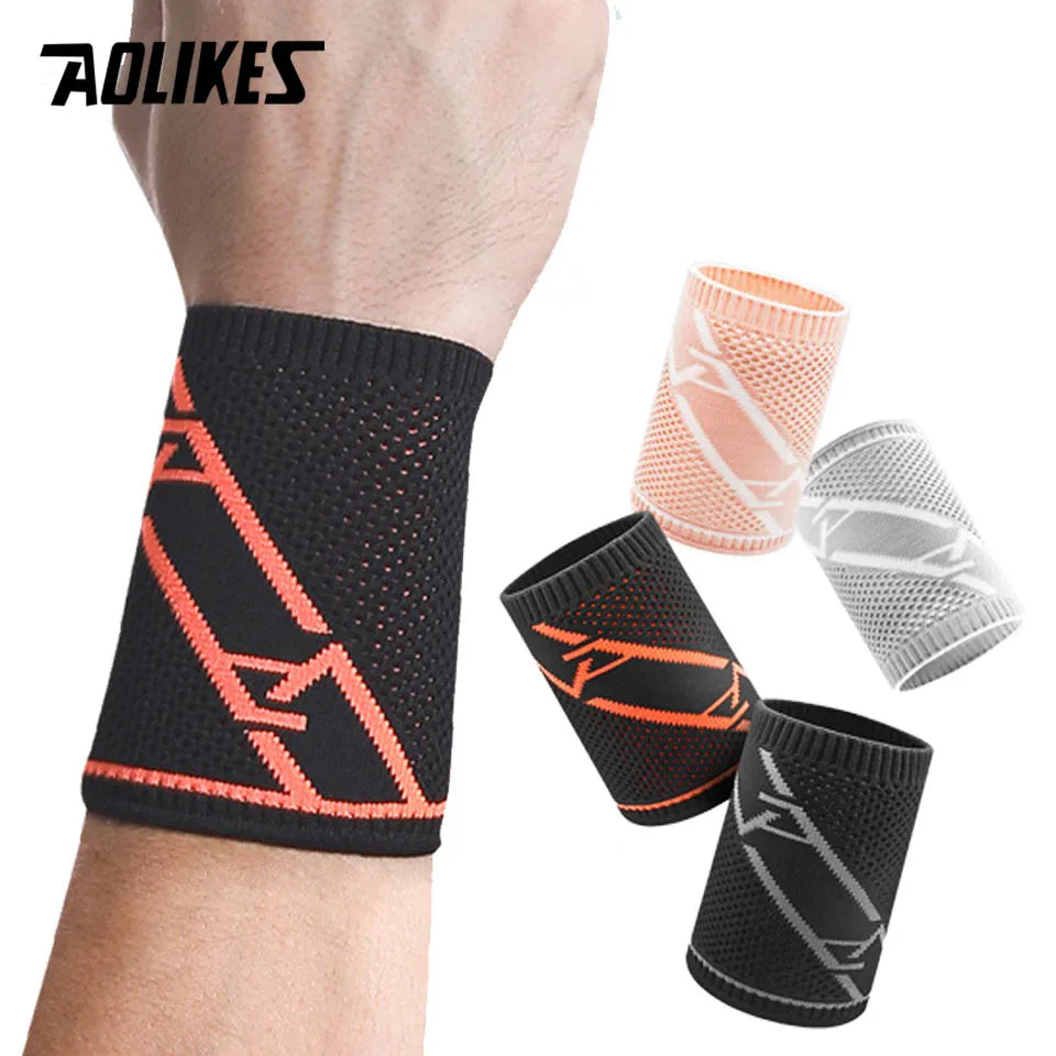 AOLIKES Wrist Band Support Sleeve - Elastic & Breathable Knitted Fabric Compression Brace - for Tennis, Gym, Sport, Tendonitis
