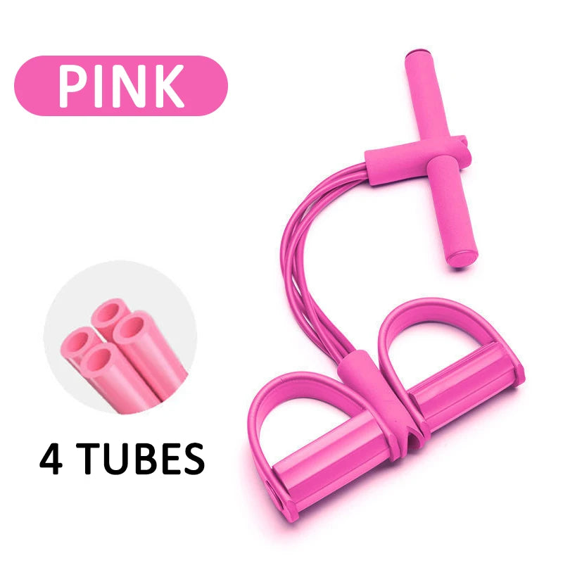 Multifunction Tension Rope 4-Tube Elastic Yoga Pedal Puller Resistance Band Tension Rope for Leg Stretching Slimming Training