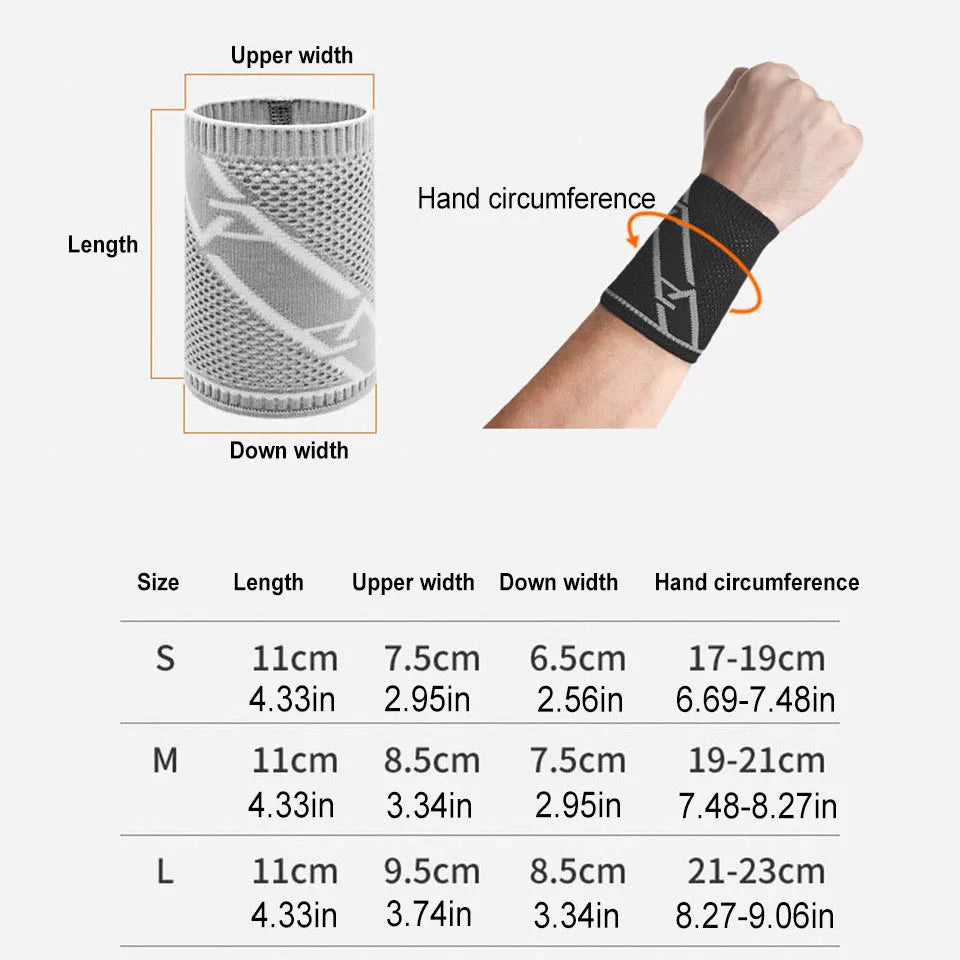 AOLIKES Wrist Band Support Sleeve - Elastic & Breathable Knitted Fabric Compression Brace - for Tennis, Gym, Sport, Tendonitis