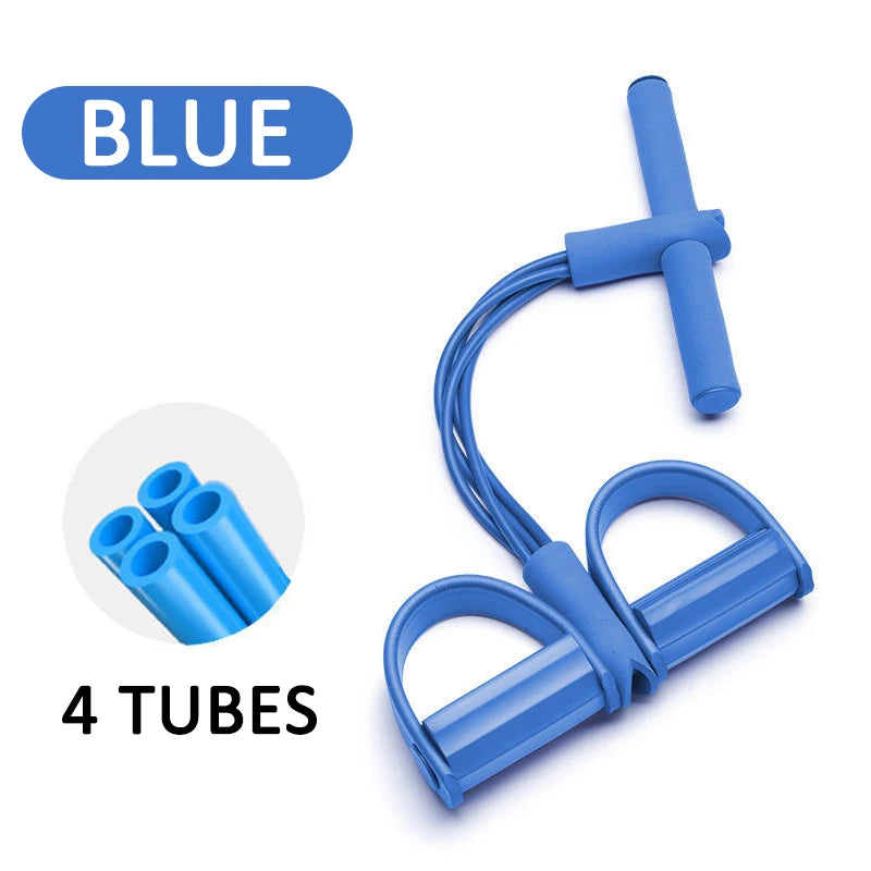 Multifunction Tension Rope 4-Tube Elastic Yoga Pedal Puller Resistance Band Tension Rope for Leg Stretching Slimming Training