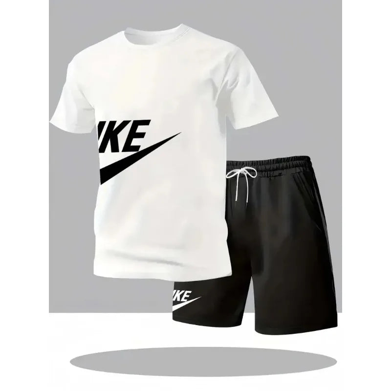 Fitness training dedicated men two piece set, stretch and breathable, adapt to all kinds of gym movements.